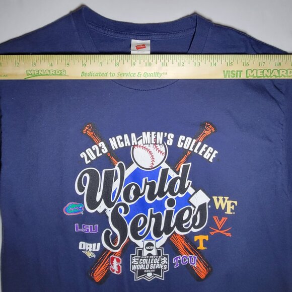 Hanes 2023 Mens Navy Blue College World Series T Shirt with Graphics Size Large - Picture 8 of 8